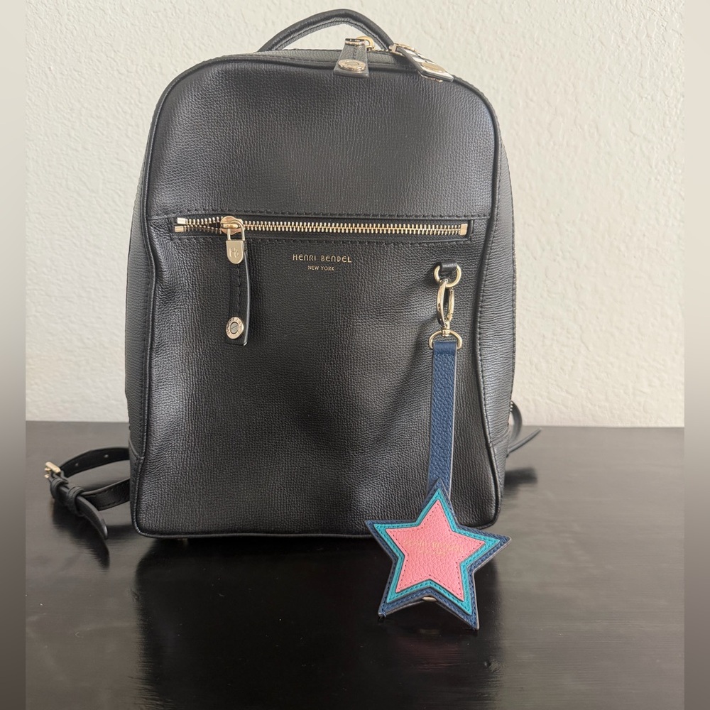NEW!!! Henri Bendel Black Backpack with Pink Star Charm